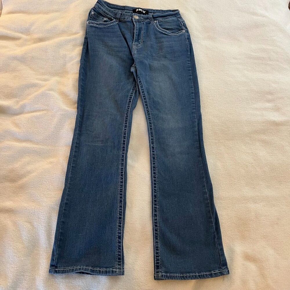 Sky Women's Jeans Bootcut Embellished Whiskering Y2K Bratz Bling, Size 11/12 - Picture 2 of 8